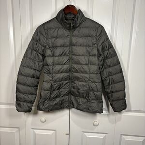 Eddie Bauer Women’s Down Puffer Jacket Gray Quilted Coat Warm Winter Size S